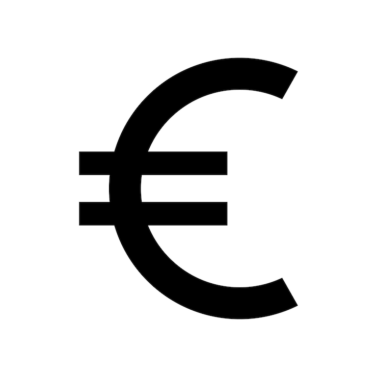 Vetor uma imagem em preto e branco de um símbolo que diz euro
