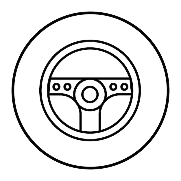 Vetor uma imagem em preto e branco de um volante com um círculo no meio
