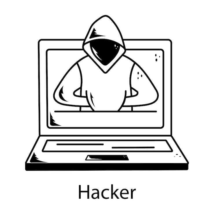 Vetor uma imagem em preto e branco de uma pessoa usando um laptop