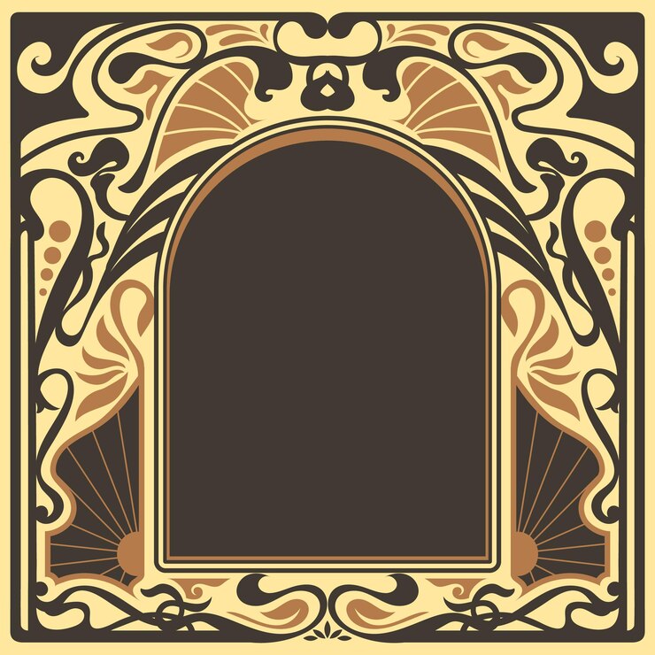 Vetor uma imagem preta e dourada de uma porta com uma moldura