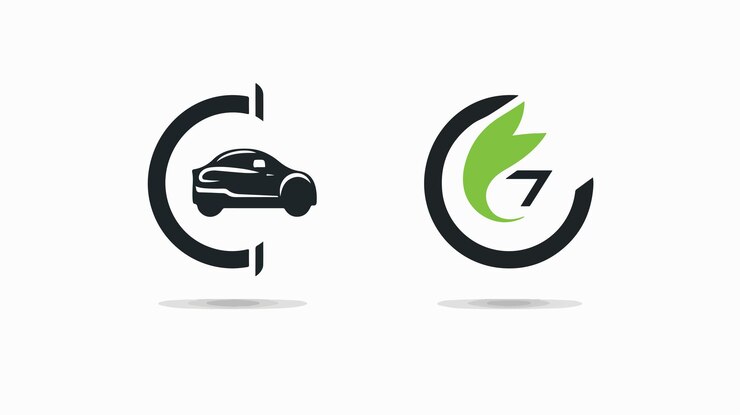 Vetor uma imagem preta e verde de um carro e um sinal que diz poder