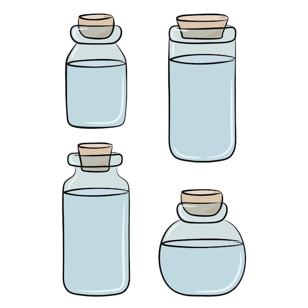 Vetor uma imagem simples de um frasco de vidro com uma rolha de cortiça