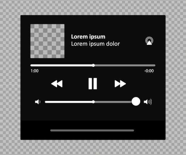 Uma interface minimalista de leitor de música com um tema escuro