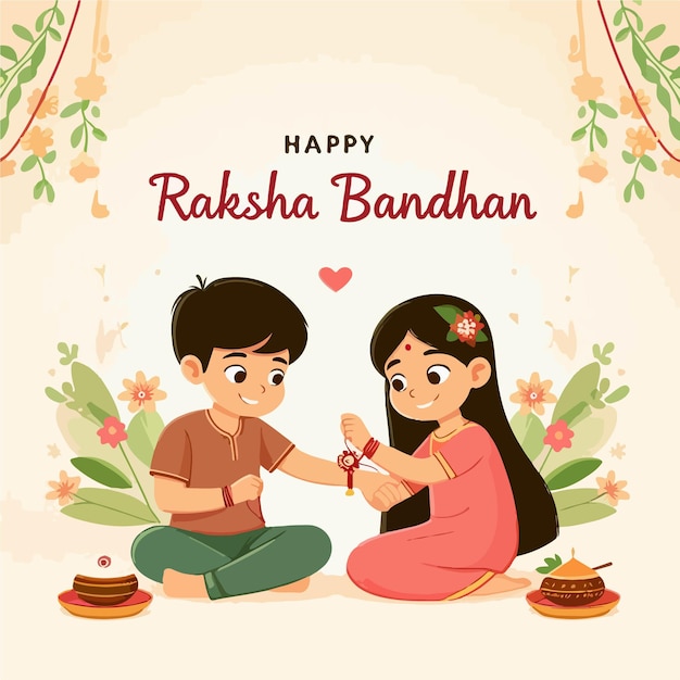 Uma irmã amarrando rakhi na mão de seu irmão para celebrar Raksha Bandhan