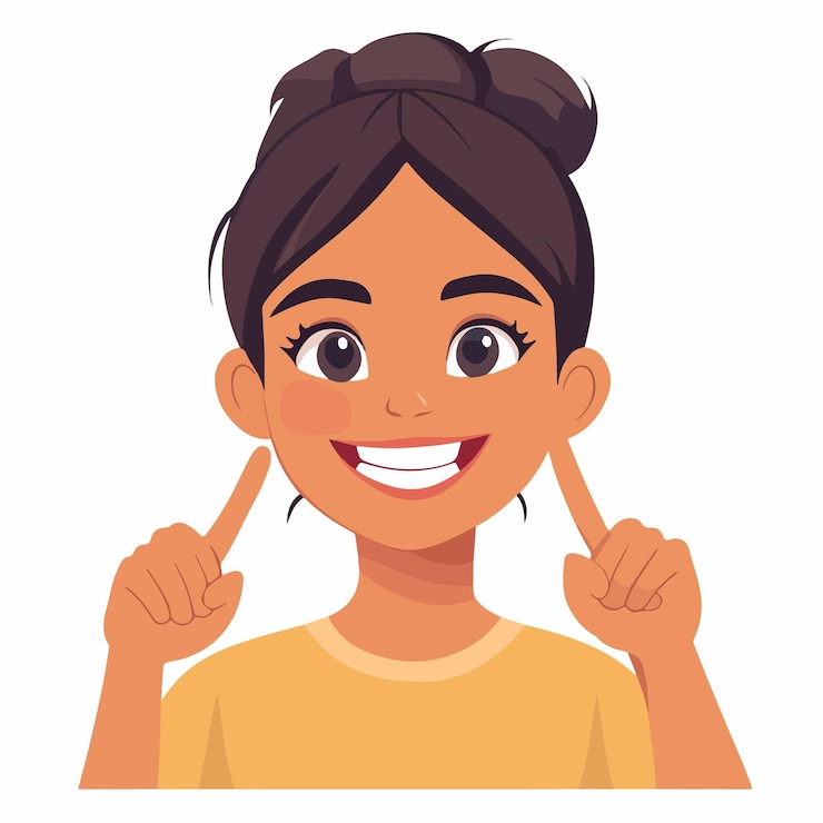 Vetor uma jovem adolescente bonita, uma rapariga feliz, sorrindo.
