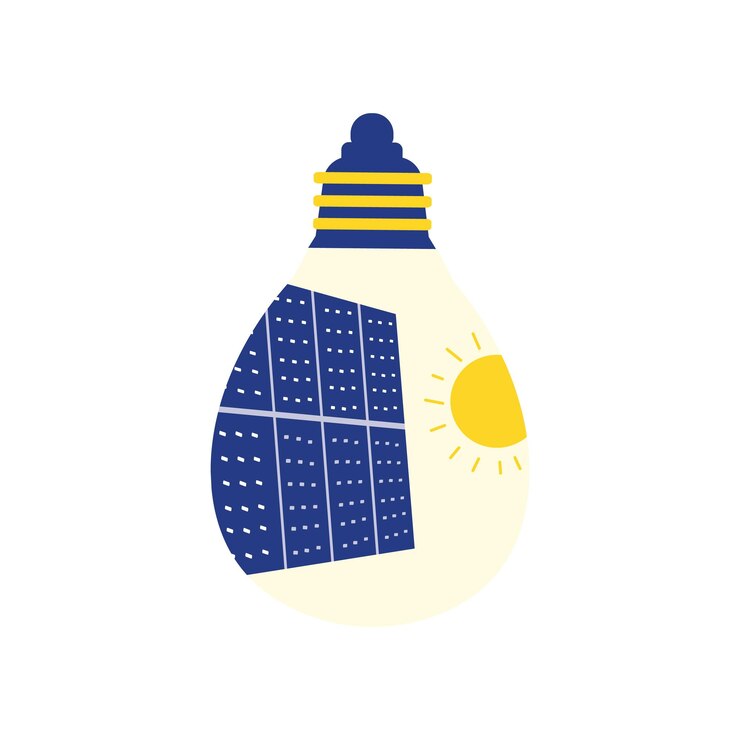 Vetor uma lâmpada com um chapéu amarelo e um lenço azul e amarelo