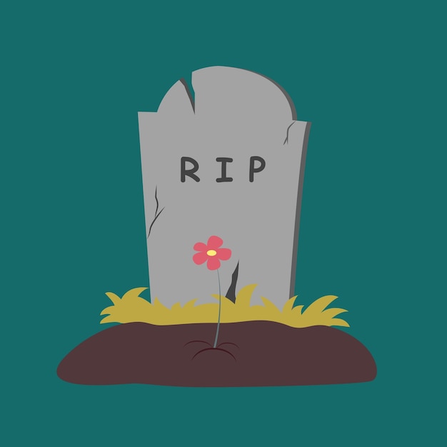 Uma lápide bonita para o Dia das Bruxas com uma ilustração de flor vetorial para a festa.