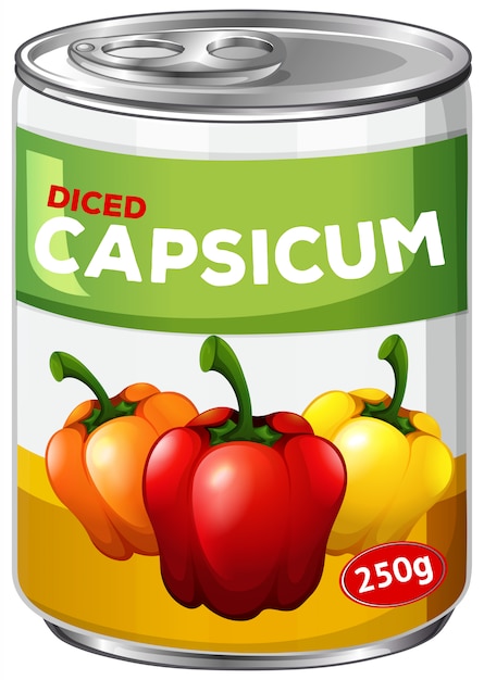 Uma lata de capsicum em cubos