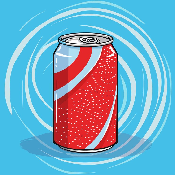 Vetor uma lata de refrigerante com uma faixa vermelha e branca na parte inferior