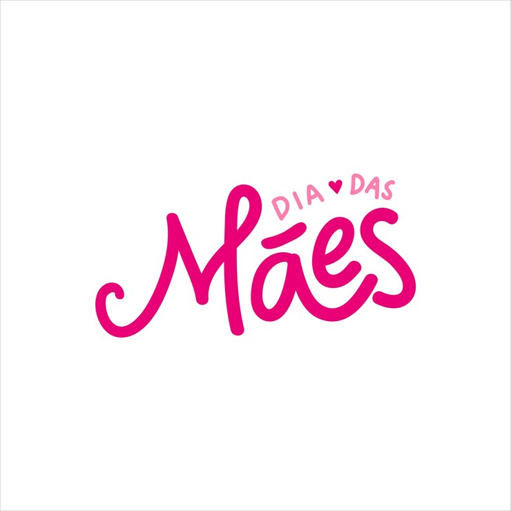 Vetor uma letra de mão rosa que diz dia das mães em português