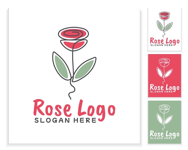 Uma linha arte logotipo rosa flor