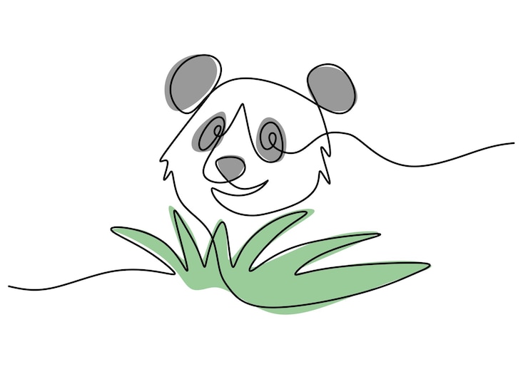 Vetor uma linha contínua do dia internacional do panda vermelho com bambu