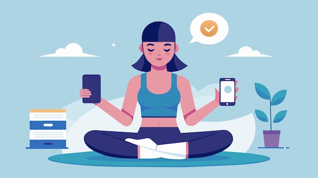 Uma lutadora usa um aplicativo de meditação e respiração para acalmar seus nervos e concentrar sua mente antes de um