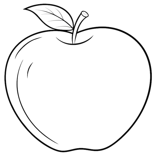 Uma maçã com um desenho de uma folha nela
