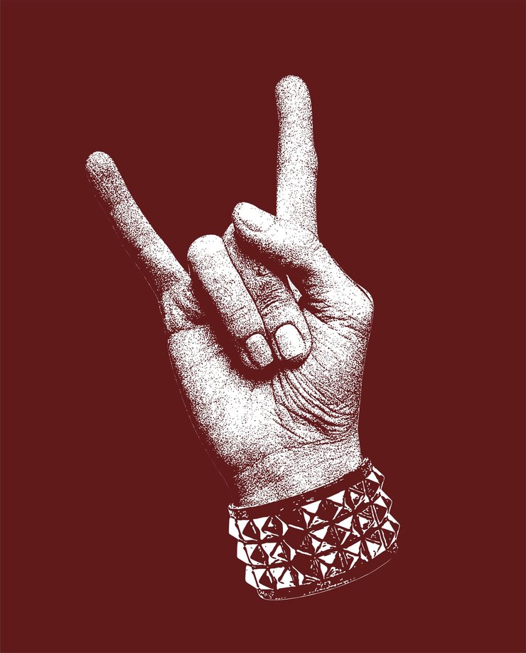 Vetor uma mão com o sinal de rock and roll