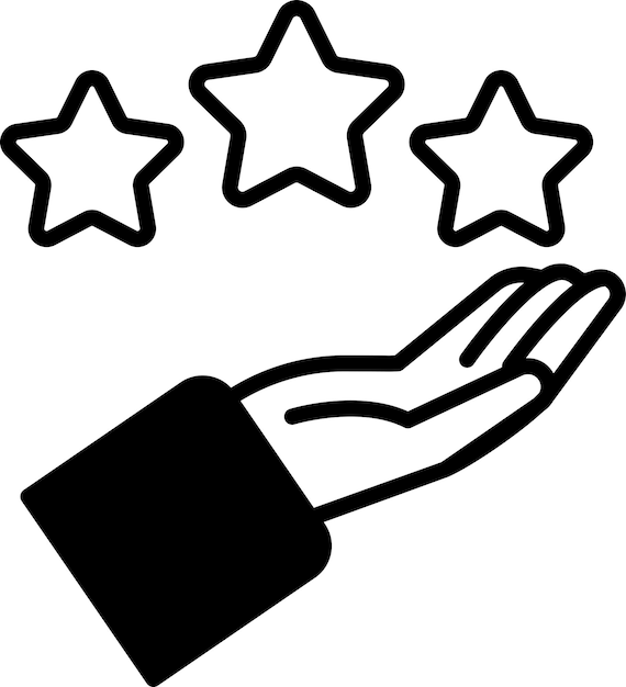 Uma mão segurando três estrelas