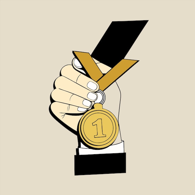 uma mão segurando uma medalha que diz 1 1