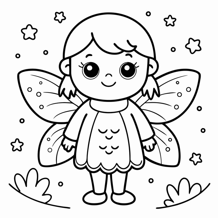 Vetor uma menina com asas de fada ilustrando um livro