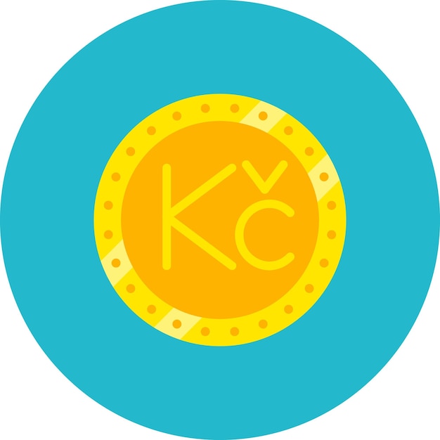 Vetor uma moeda azul e amarela com a letra k