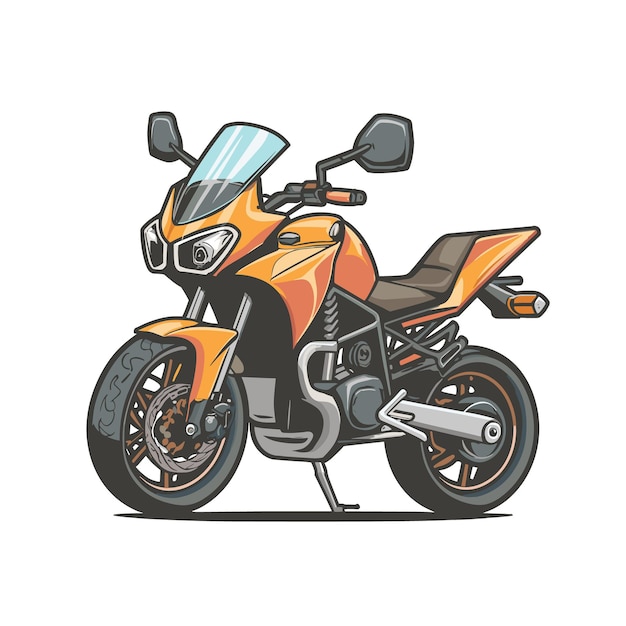 Vetor uma motocicleta laranja com um desenho preto e laranja na frente