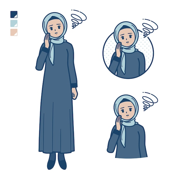 Uma mulher árabe em hijab com imagens problemáticas