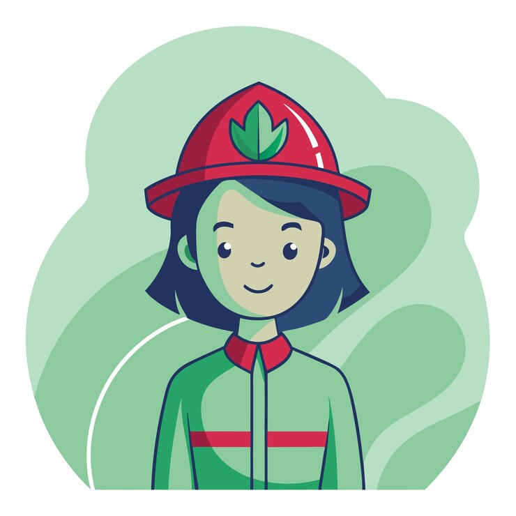 Vetor uma mulher com um chapéu vermelho que diz " uma folha verde "