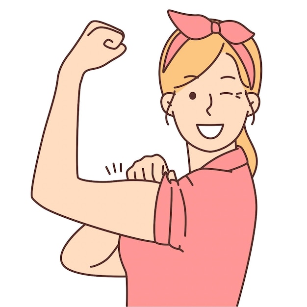 uma mulher com um laço rosa na cabeça e no braço