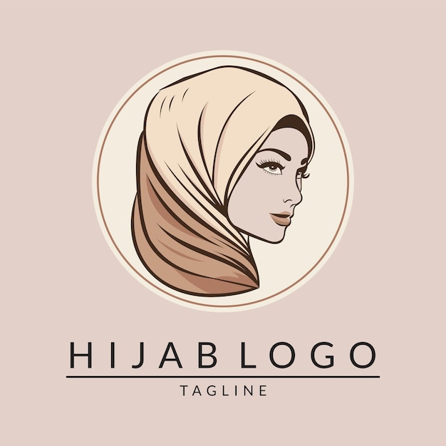 Vetor uma mulher com um logotipo de hijab na cabeça