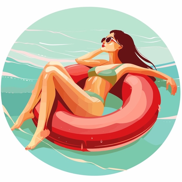 uma mulher de biquíni amarelo sentada em um chapéu de sol em uma praia