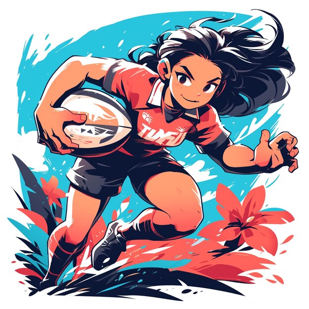Uma mulher de fiji está jogando rugby
