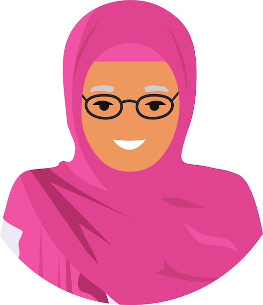 Vetor uma mulher de óculos e um lenço rosa na cabeça.