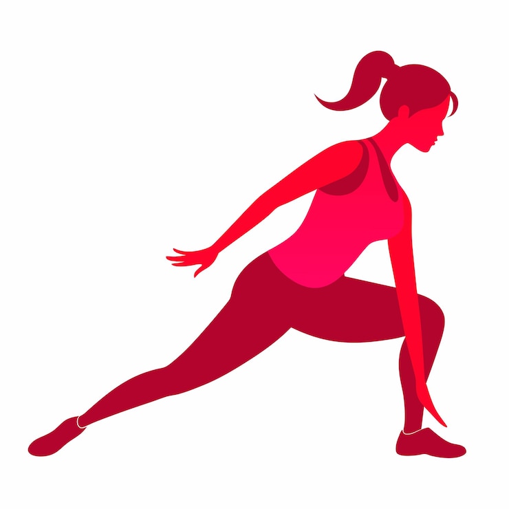 Vetor uma mulher de vestido vermelho está correndo em uma roupa vermelha e preta