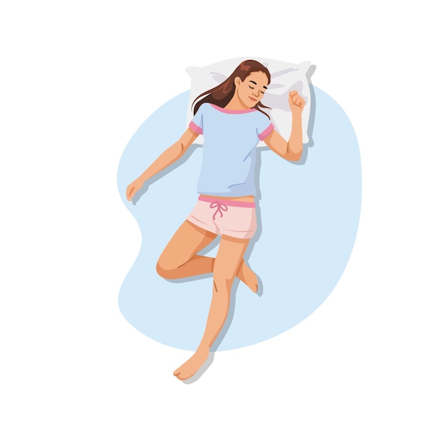 Uma mulher dormindo tranquilamente em um travesseiro Ilustração vetorial