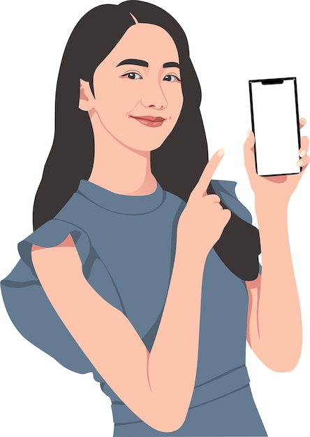 Uma mulher está segurando um smartphone e sorrindo