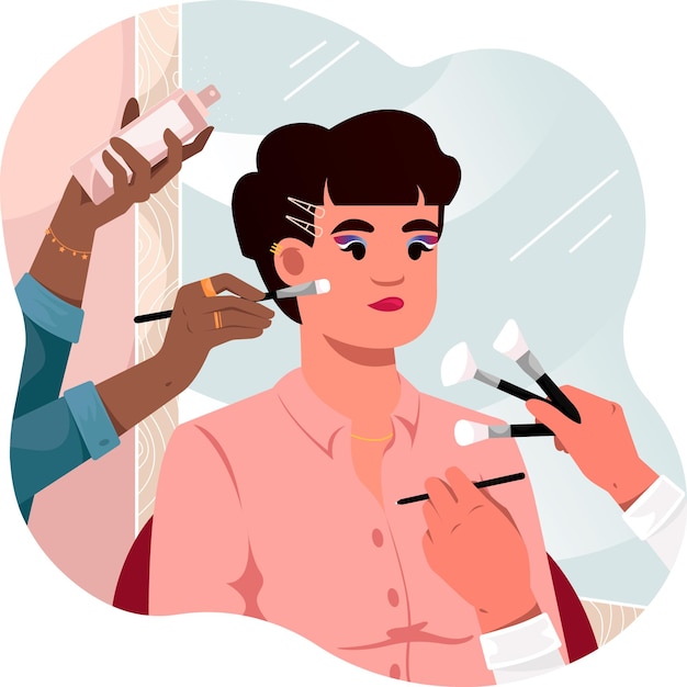 Uma mulher fazendo uma maquiagem