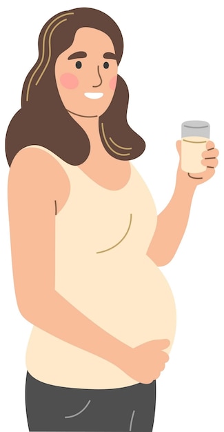 Uma mulher grávida bebe