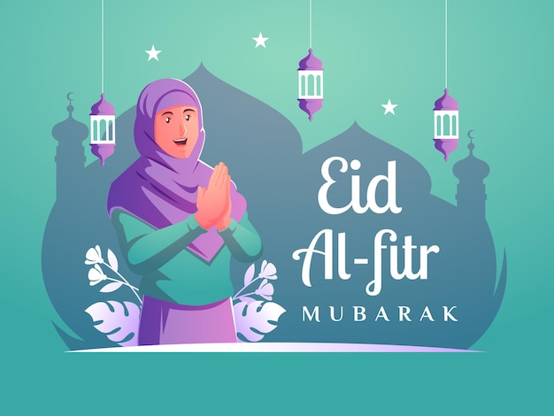 Uma mulher muçulmana comemorando o eid al fitr