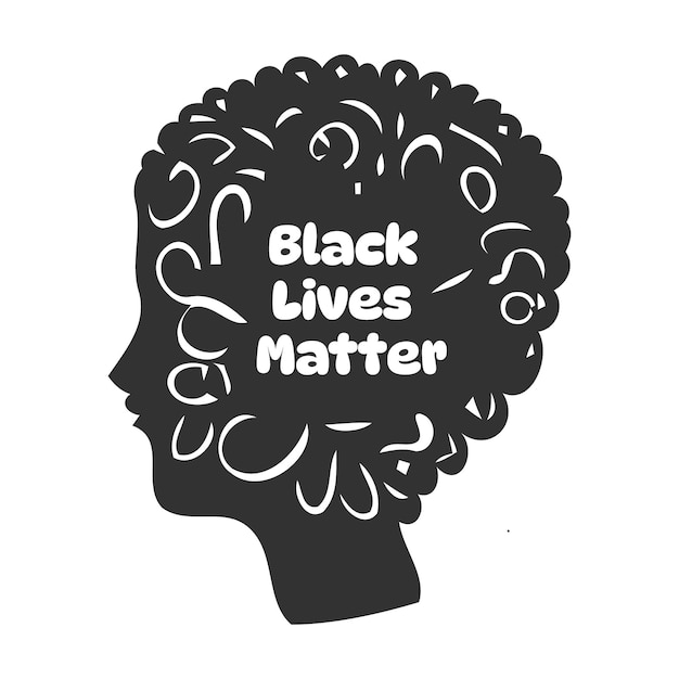 Uma mulher negra com cabelos cacheados e as palavras vidas negras importam.