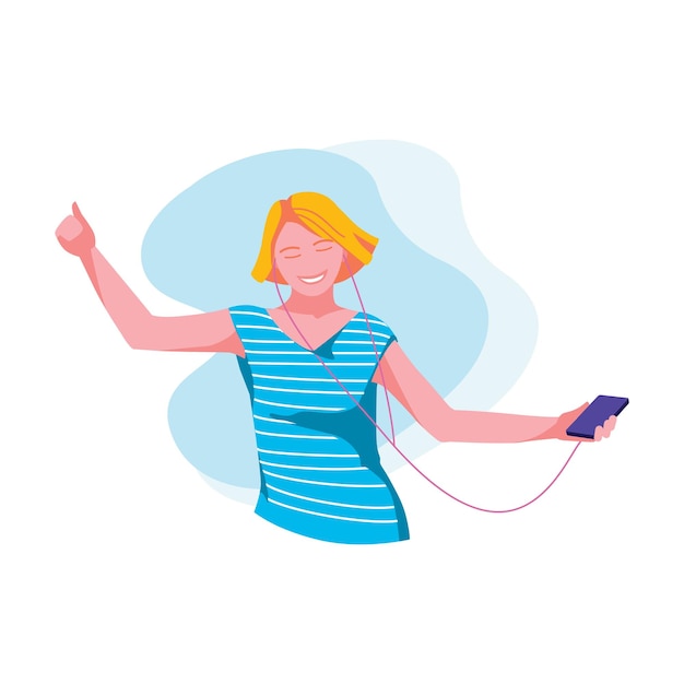 Uma mulher ouve música com fones de ouvido