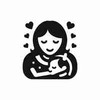 Vetor uma mulher segurando um bebê e um coração com as palavras amor nele