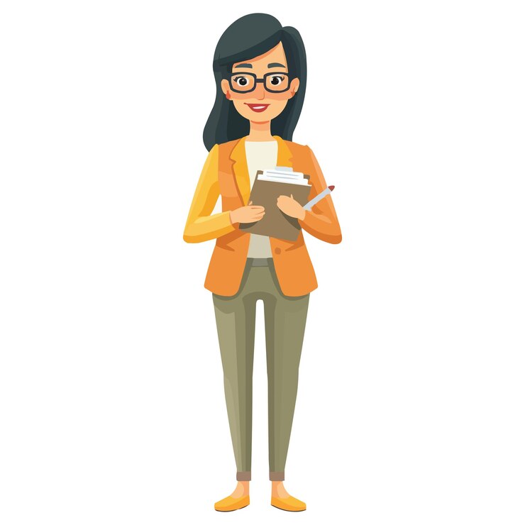 Vetor uma mulher segurando um livro e um livro na mão