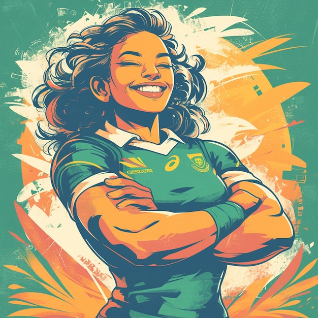 Uma mulher sul-africana está jogando rugby