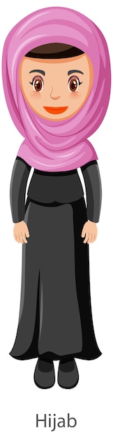 Uma mulher vestindo um personagem de desenho animado de véu tradicional islâmico hijab