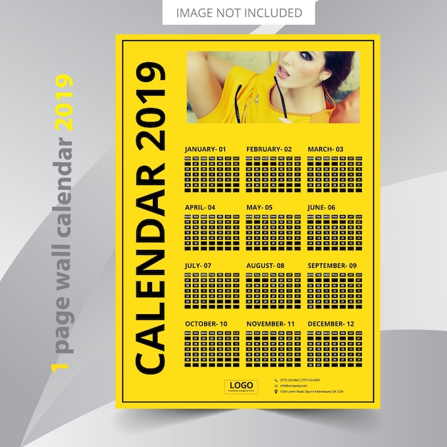 Vetor uma página calendário de parede 2019