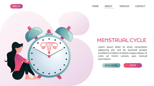 Uma página da web com um relógio e a palavra menstrual