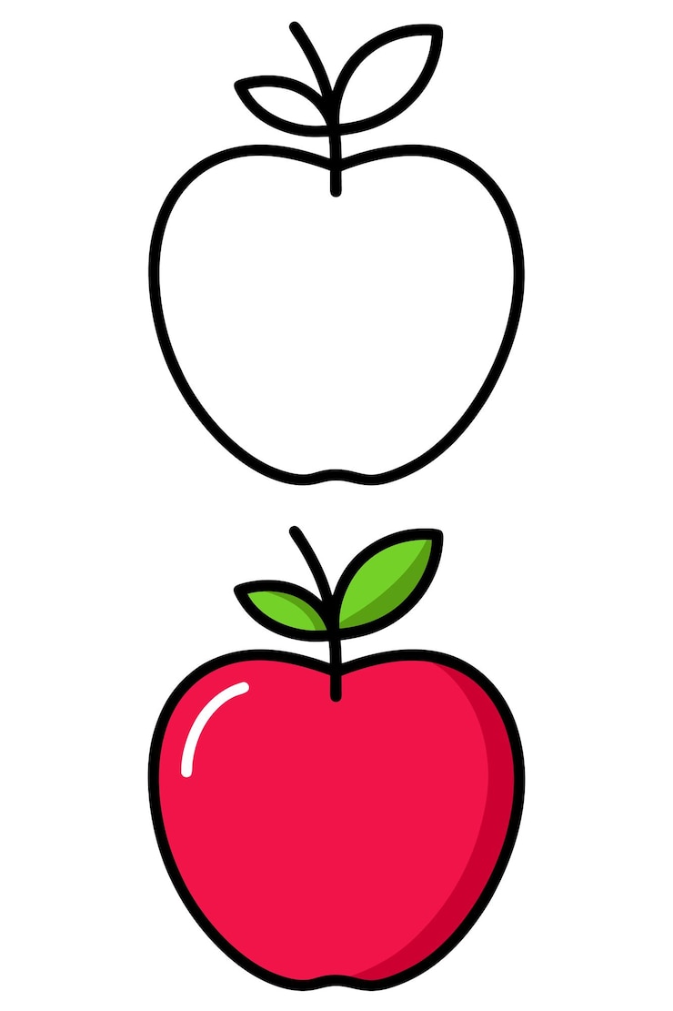 Vetor uma página de colorir de uma maçã vermelha rosada com um fundo branco