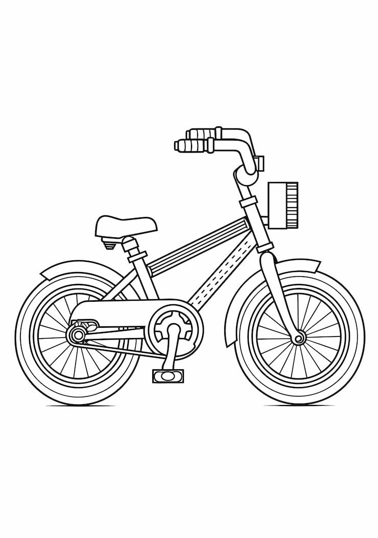 Vetor uma página para colorir de um transporte de bicicleta desenhado à mão em preto e branco