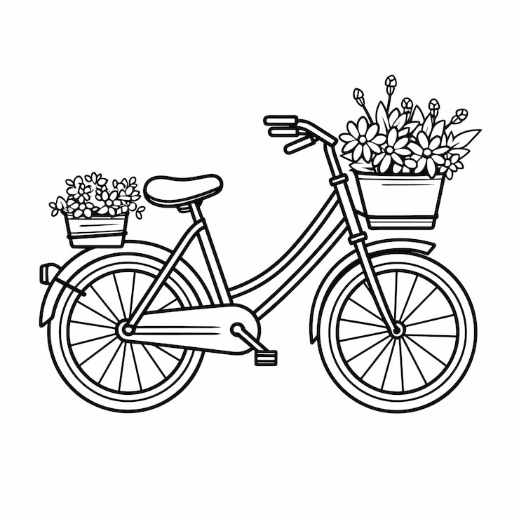 Vetor uma página para colorir de um transporte de bicicleta desenhado à mão em preto e branco