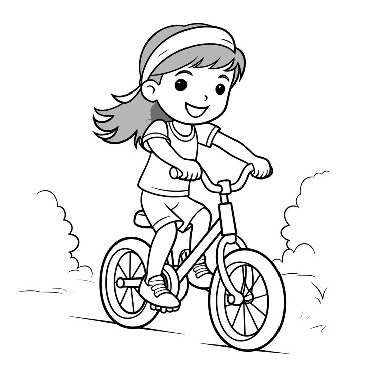 Vetor uma página para colorir de um transporte de bicicleta desenhado à mão em preto e branco