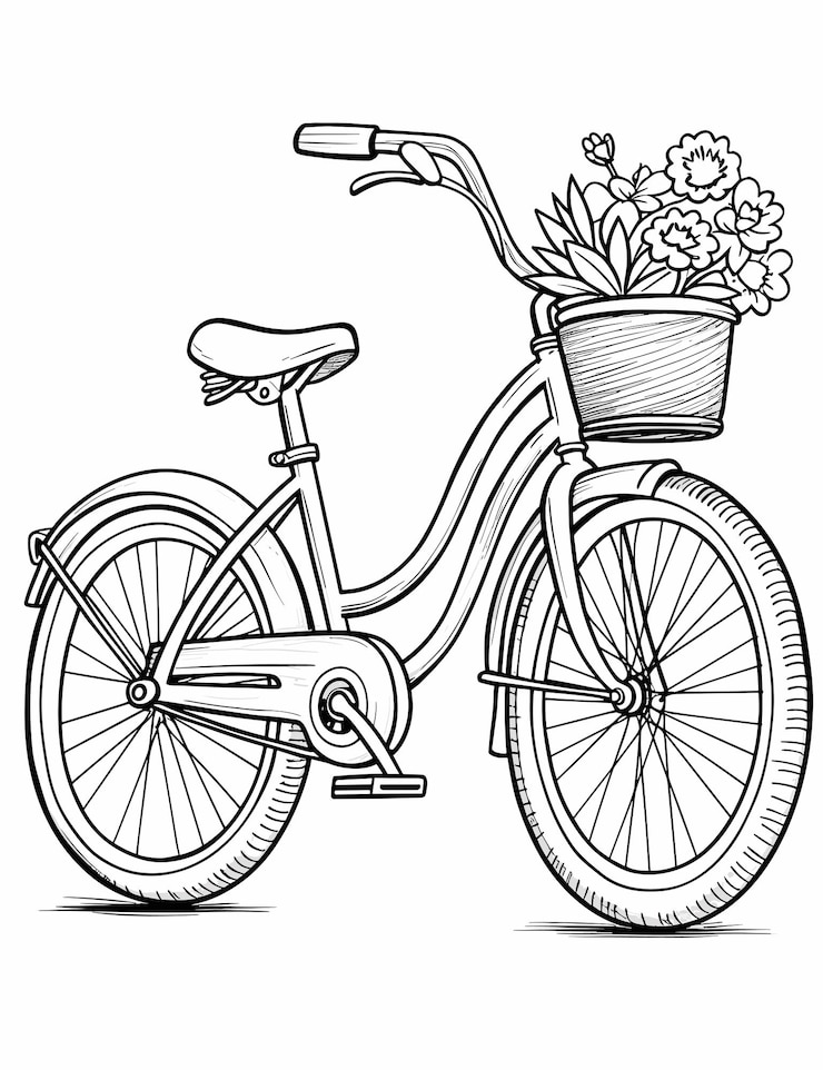 Vetor uma página para colorir de um transporte de bicicleta desenhado à mão em preto e branco